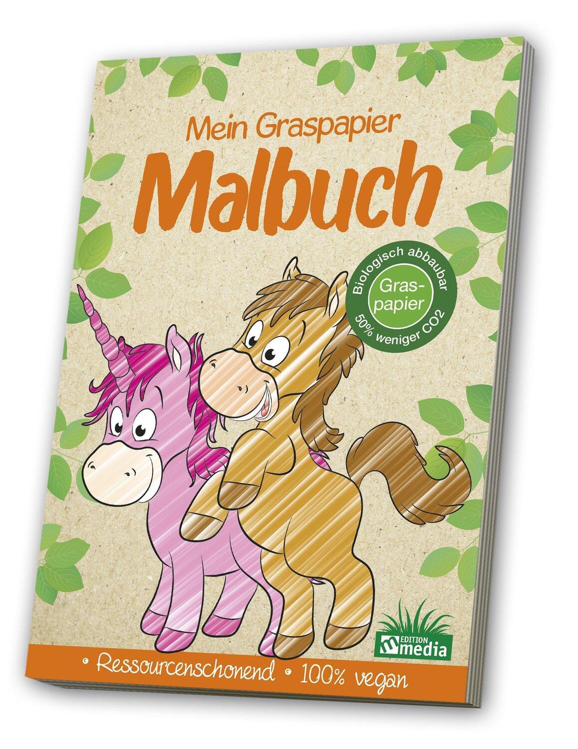 Cover: 4019393988198 | Malbuch Graspapier - Einhörner & Pferde | Broschüre | Deutsch | 2021