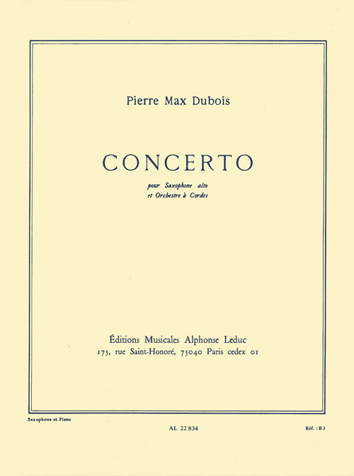 Cover: 9790046228346 | Concerto For Alto Saxophone And String Orchestra | Pierre-Max Dubois