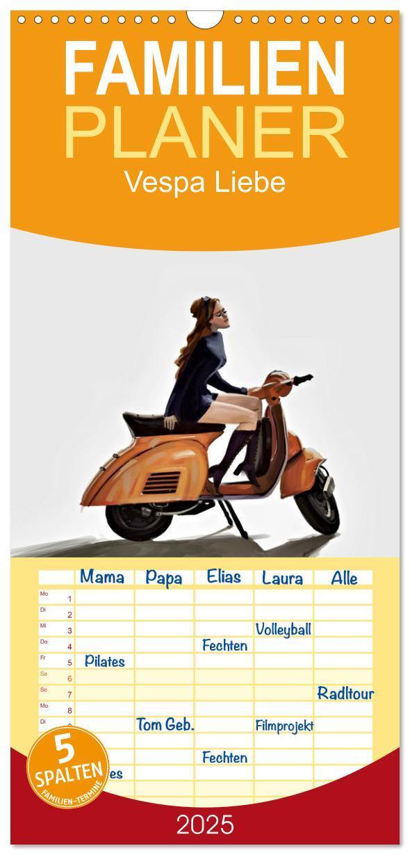 Cover: 9783457099209 | Familienplaner 2025 - Vespa Liebe mit 5 Spalten (Wandkalender, 21 x...