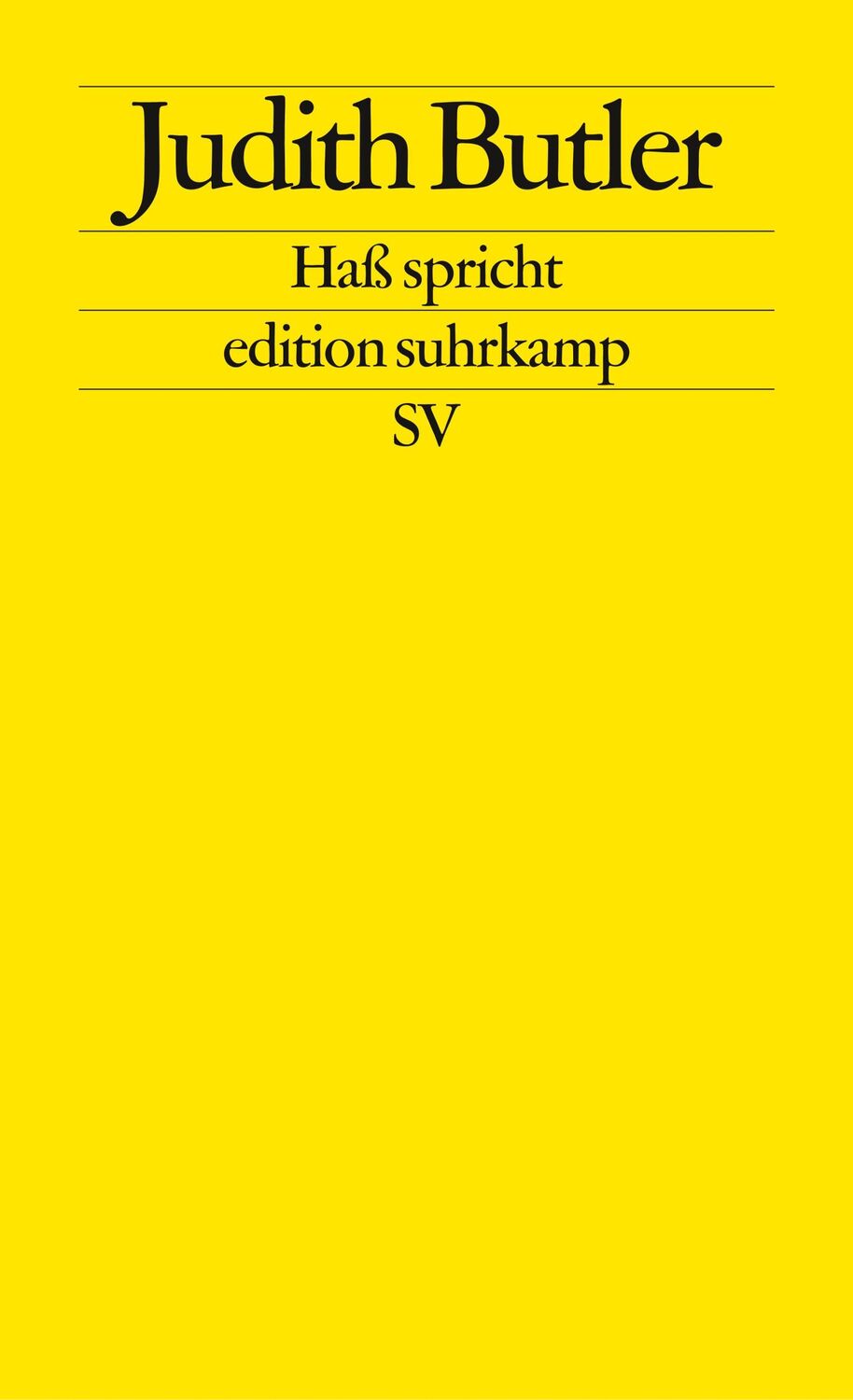 Cover: 9783518124147 | Haß spricht | Zur Politik des Performativen | Judith Butler | Buch