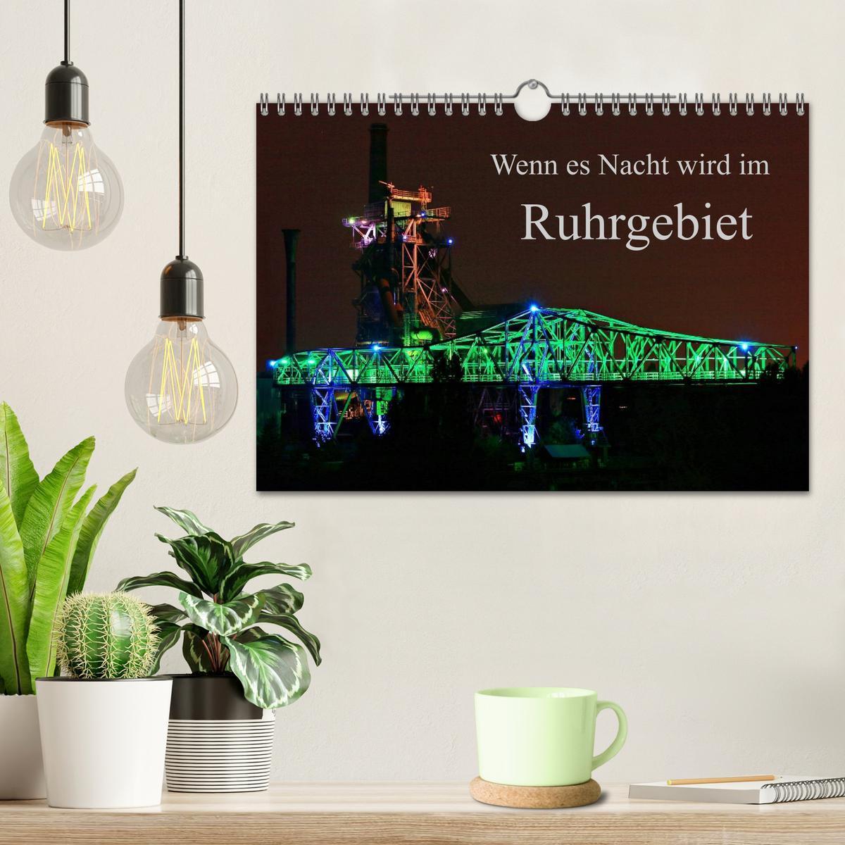 Bild: 9783435576098 | Wenn es Nacht wird im Ruhrgebiet (Wandkalender 2025 DIN A4 quer),...