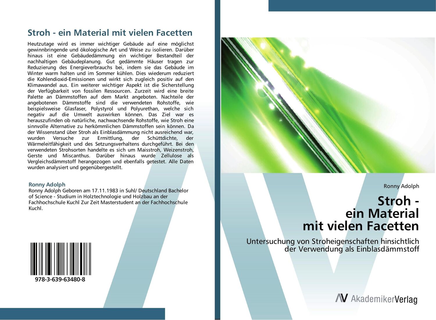 Cover: 9783639634808 | Stroh - ein Material mit vielen Facetten | Ronny Adolph | Taschenbuch