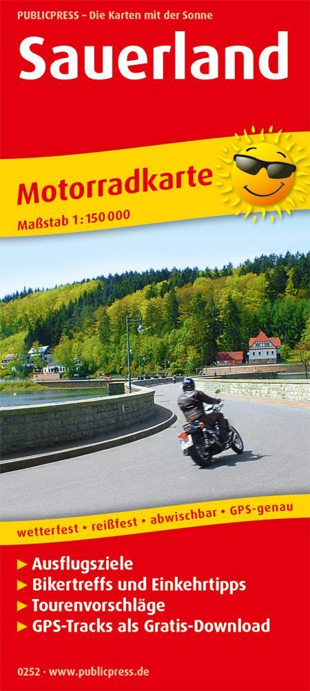 Cover: 9783747302521 | Motorradkarte Sauerland 1:150 000 | (Land-)Karte | Motorradkarte/MK