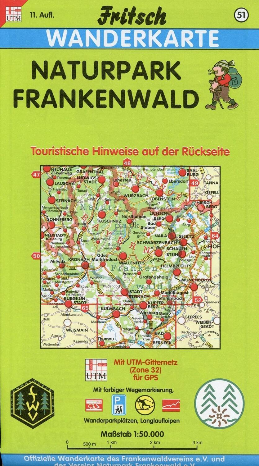 Cover: 9783861160519 | Naturpark Frankenwald 1 : 50 000. Fritsch Wanderkarte | (Land-)Karte