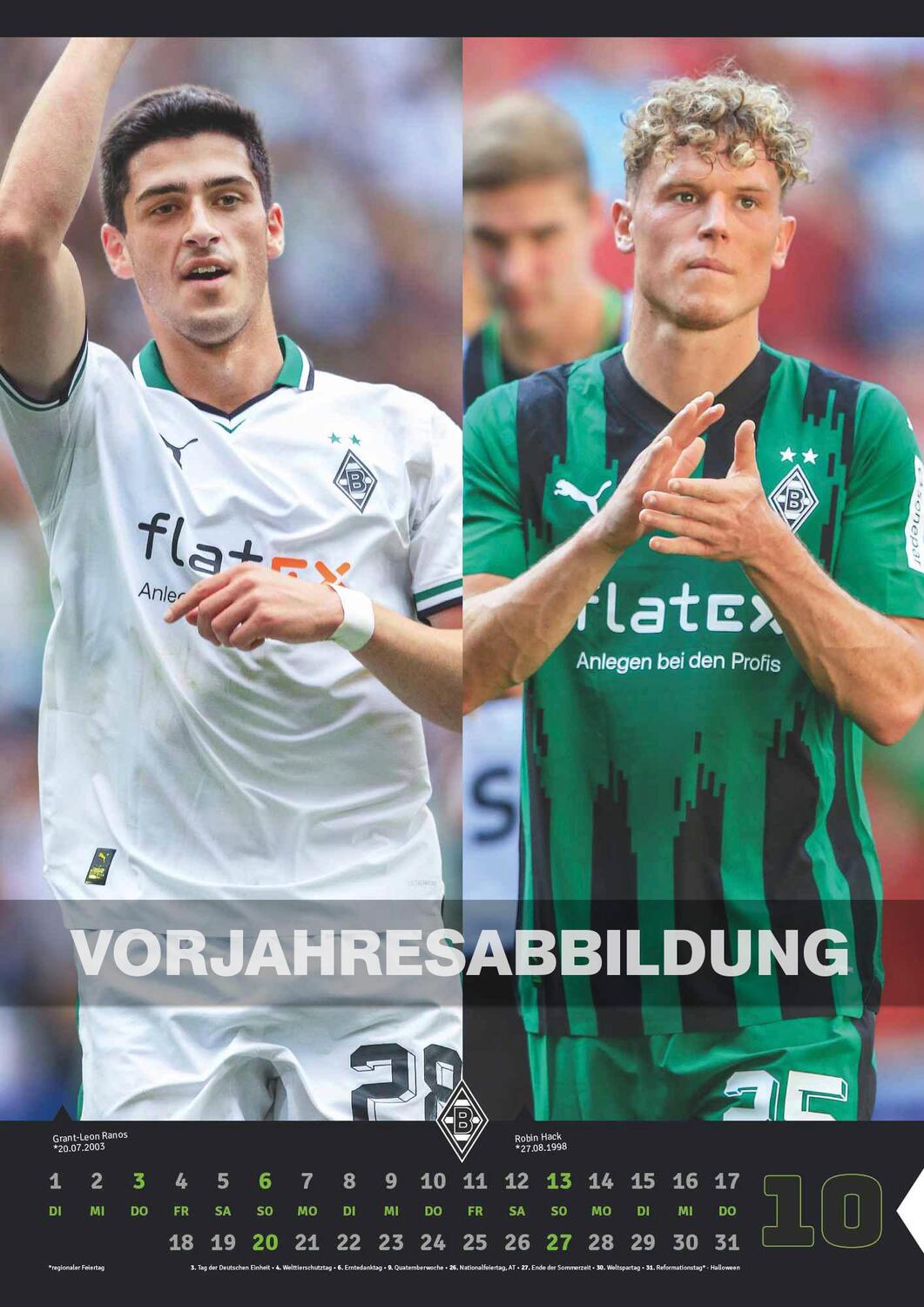 Bild: 4002725994394 | Borussia Mönchengladbach 2025 - Fußball-Kalender - Wand-Kalender -...