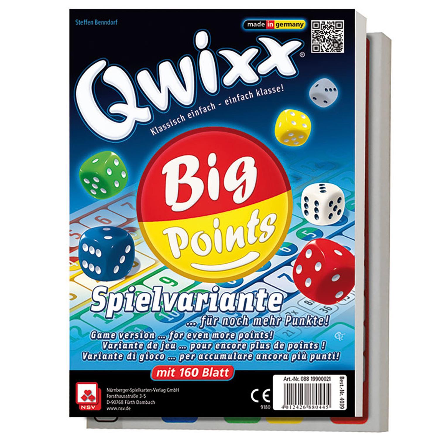 Cover: 4012426880445 | Qwixx Big Points | Nürnberger Spielkarten Verlag | Spiel | 2 Bde/Tle