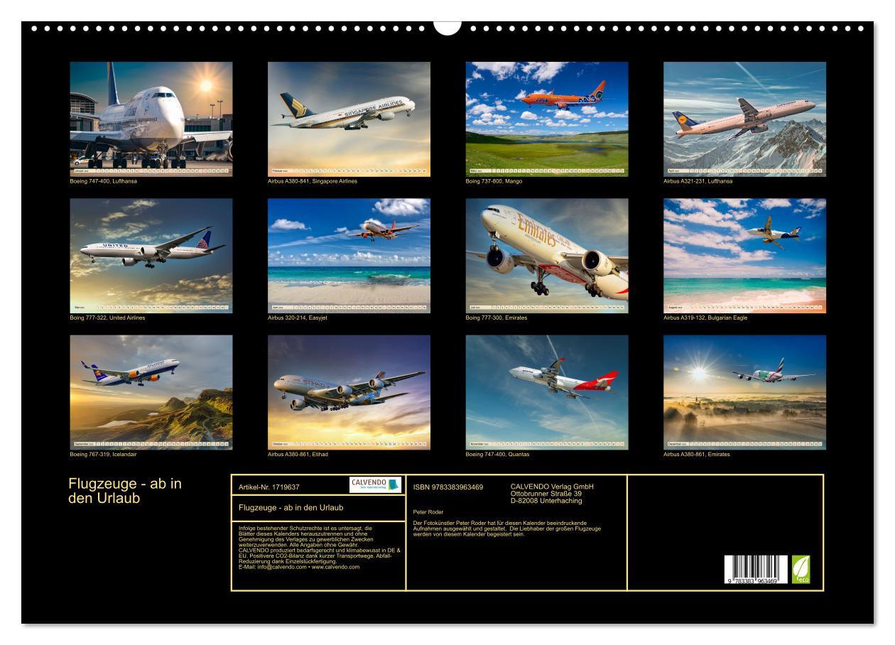 Bild: 9783383963469 | Flugzeuge - ab in den Urlaub (Wandkalender 2025 DIN A2 quer),...