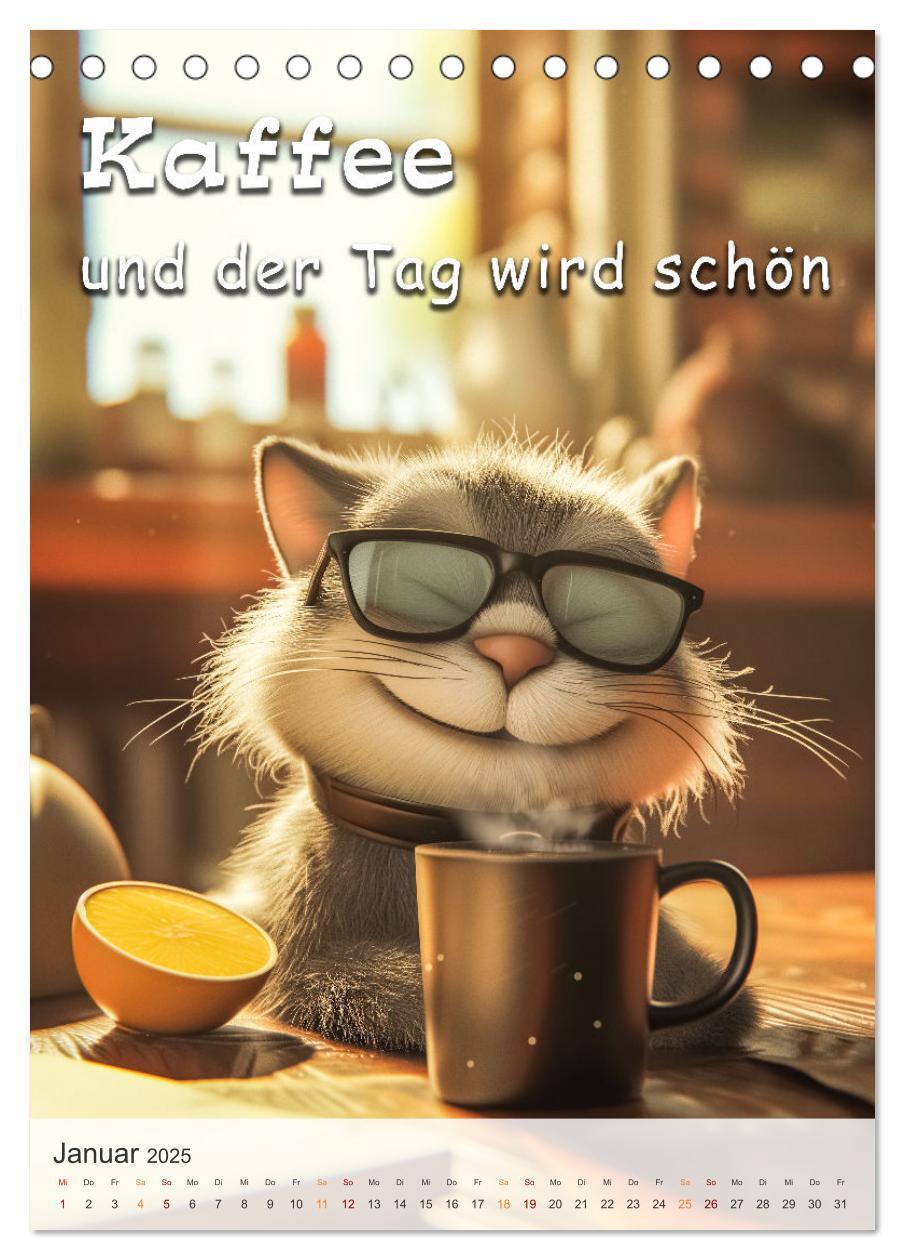 Bild: 9783383773822 | Kaffee-Katzen (Tischkalender 2025 DIN A5 hoch), CALVENDO...