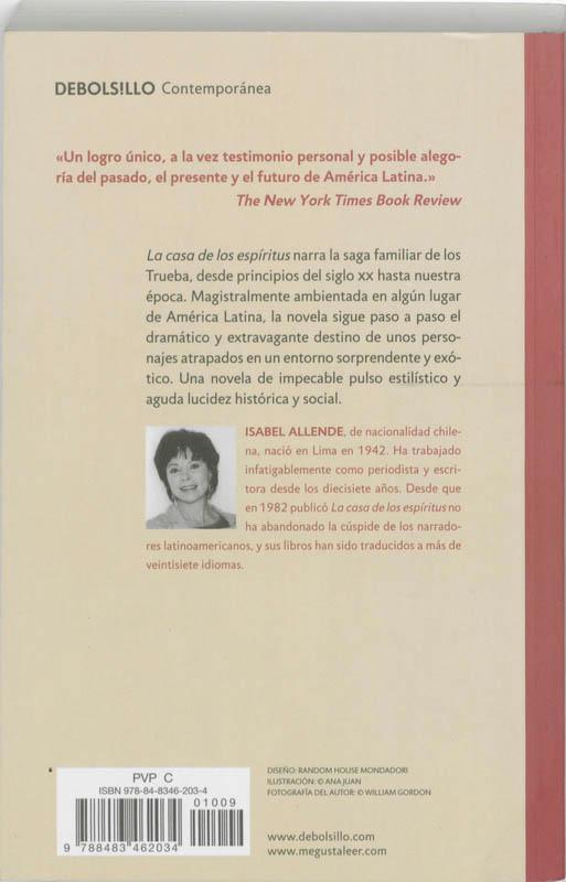Rückseite: 9788483462034 | La Casa de los espiritus | Isabel Allende | Taschenbuch | Spanisch