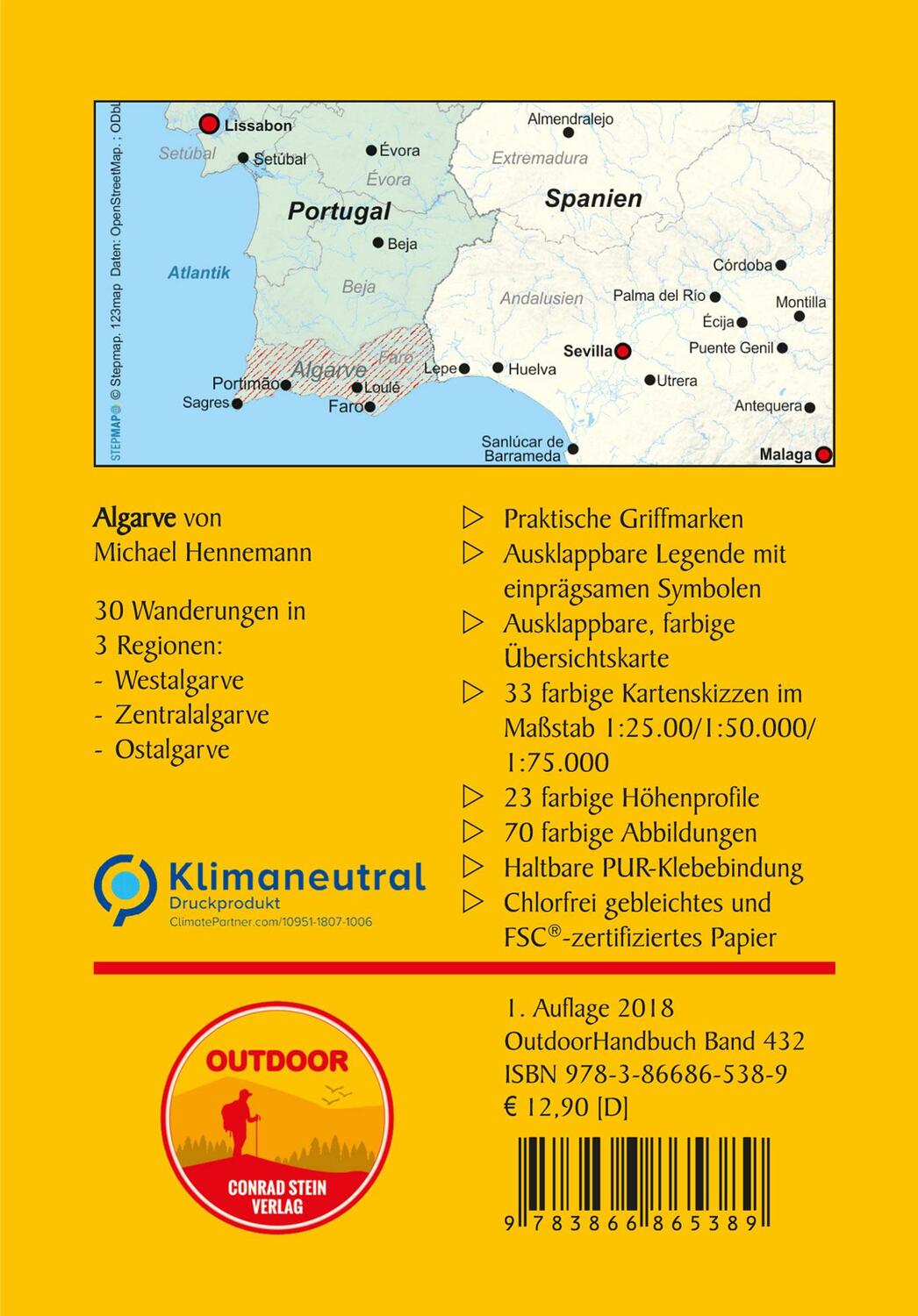 Rückseite: 9783866865389 | Algarve | 30 Wanderungen zwischen Bergland und Atlantik | Hennemann