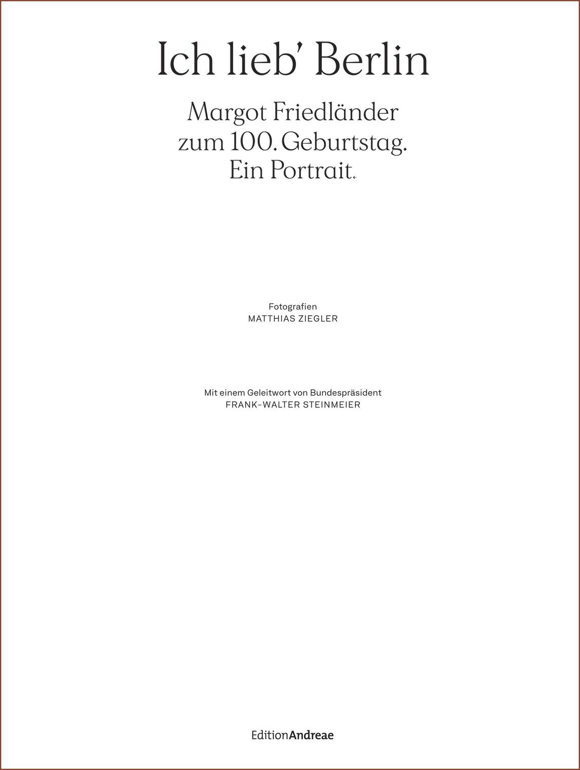 Cover: 9783869653815 | Ich lieb' Berlin. Margot Friedländer zum 100. Geburtstag. Ein...