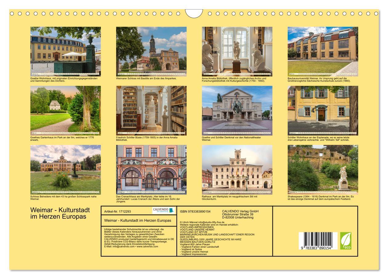 Bild: 9783383890154 | Weimar - Kulturstadt im Herzen Europas (Wandkalender 2025 DIN A3...