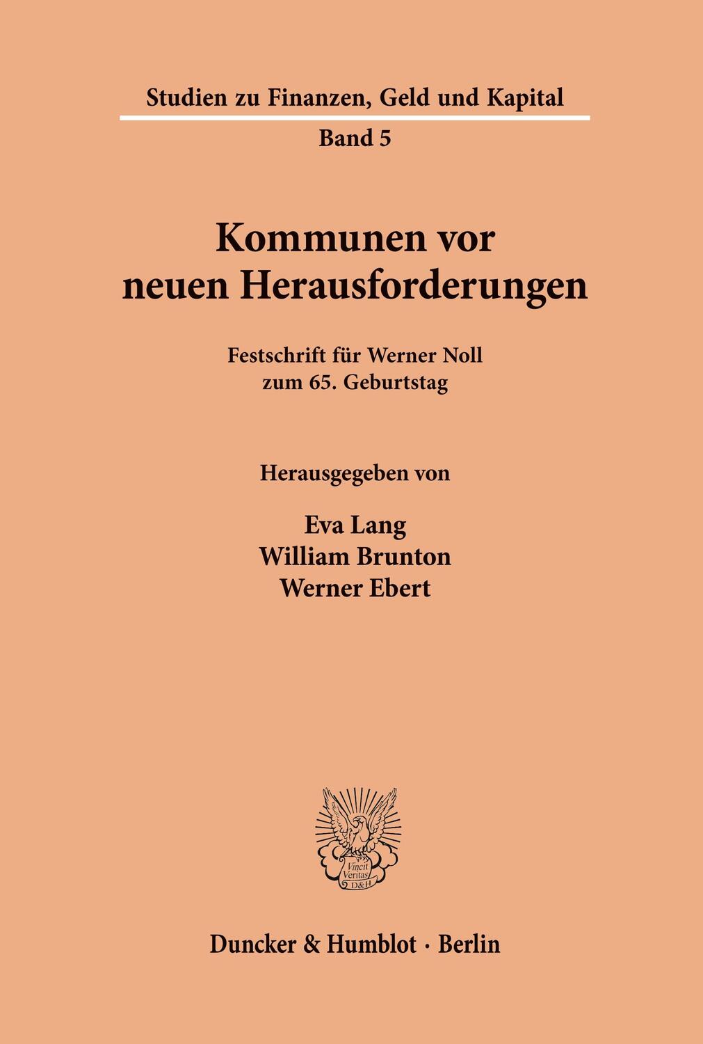 Cover: 9783428088478 | Kommunen vor neuen Herausforderungen. | Eva Lang (u. a.) | Taschenbuch