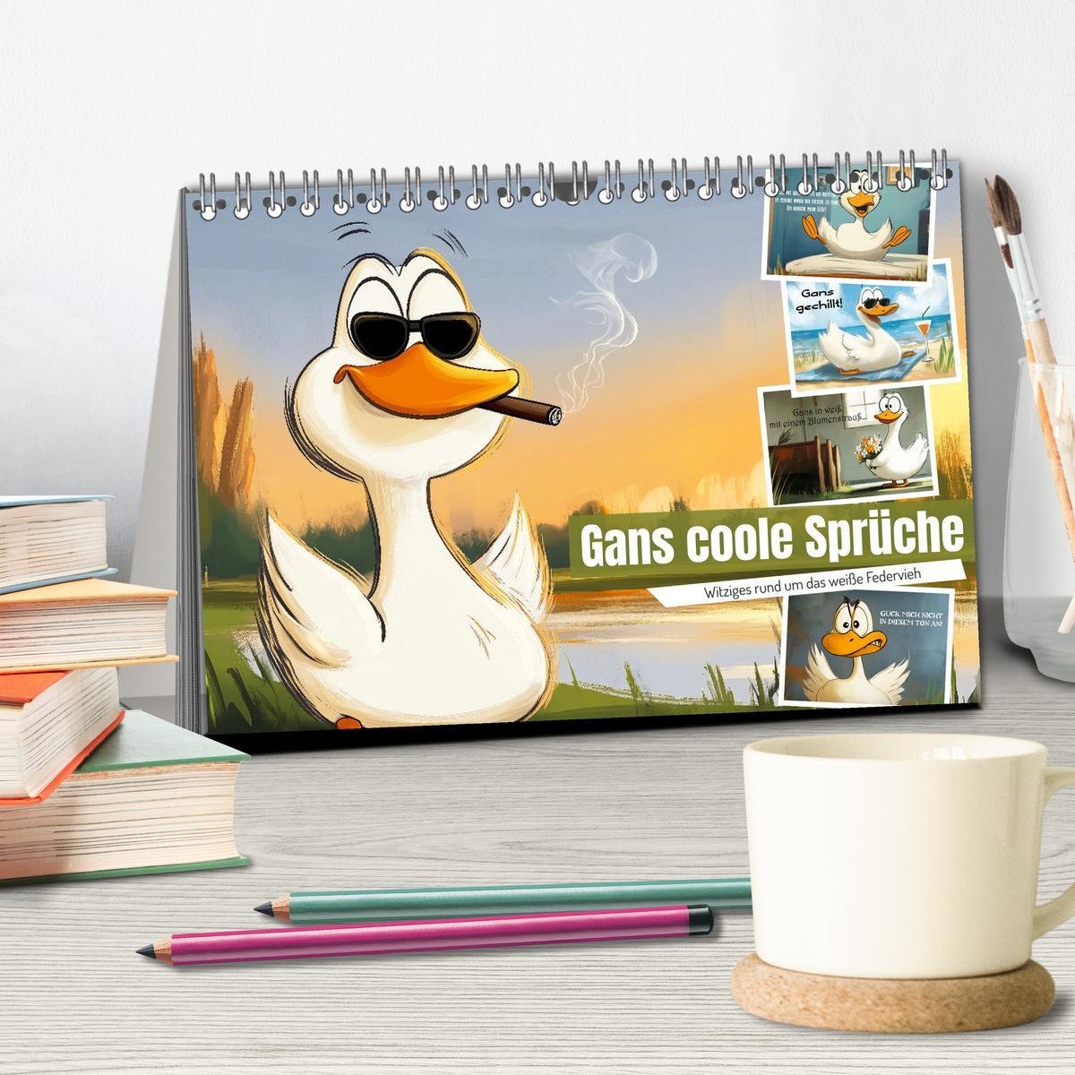 Bild: 9783457190104 | Gans coole Sprüche (Tischkalender 2025 DIN A5 quer), CALVENDO...