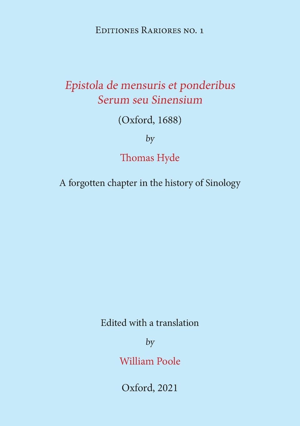 Cover: 9781838226619 | Epistola de mensuris et ponderibus Serum seu Sinensium (Oxford,...