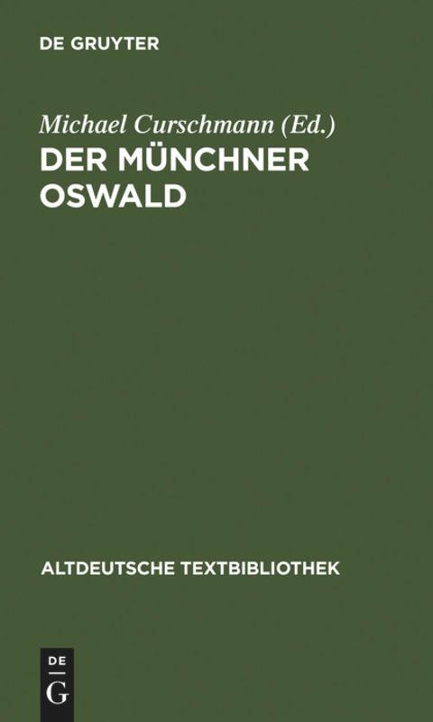 Cover: 9783484200739 | Der Münchner Oswald | Michael Curschmann | Buch | LXXVIII | Deutsch