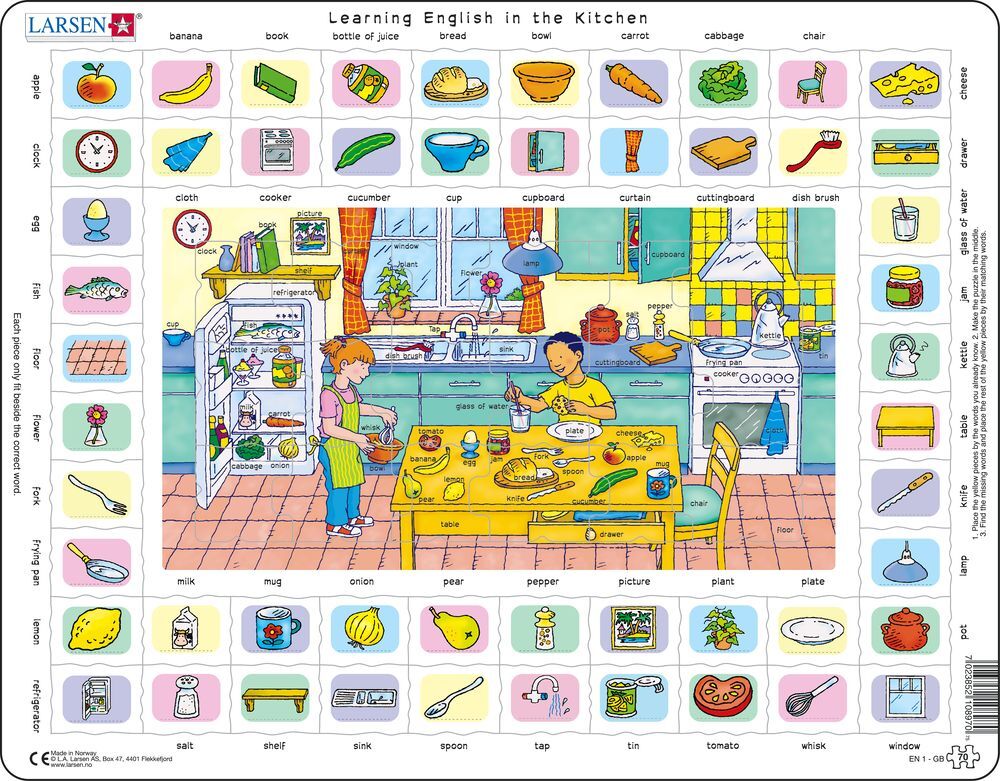 Cover: 7023852108970 | Puzzle - Learning English (1) in the Kitchen | Puzzle | Larsen