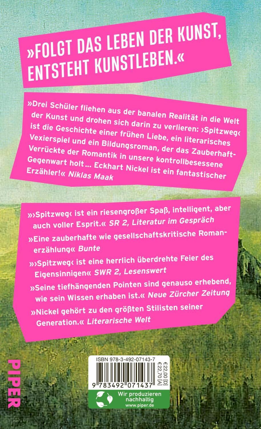 Rückseite: 9783492071437 | Spitzweg | Roman Nominiert für den Deutschen Buchpreis 2022 | Nickel