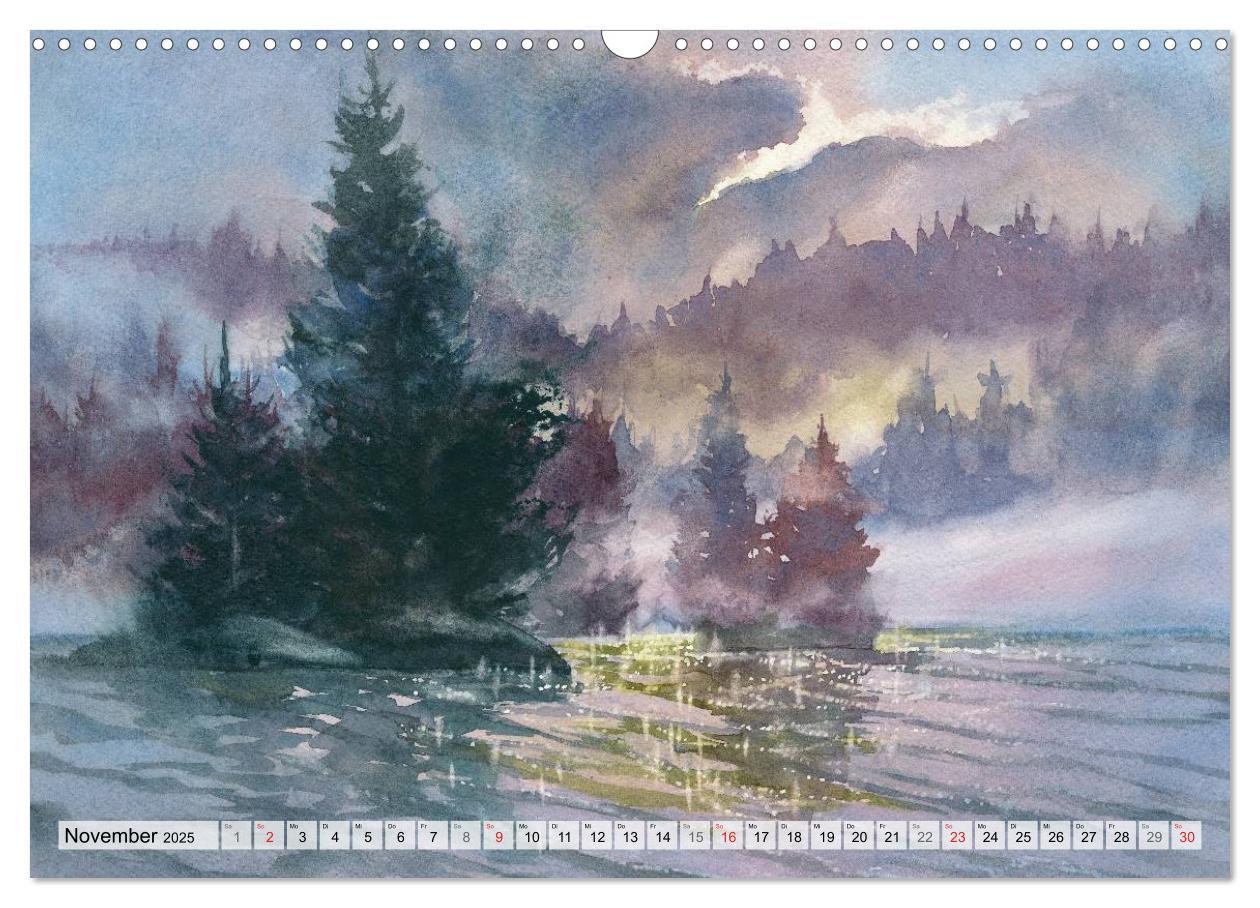 Bild: 9783435495566 | Bäume in Aquarell (Wandkalender 2025 DIN A3 quer), CALVENDO...