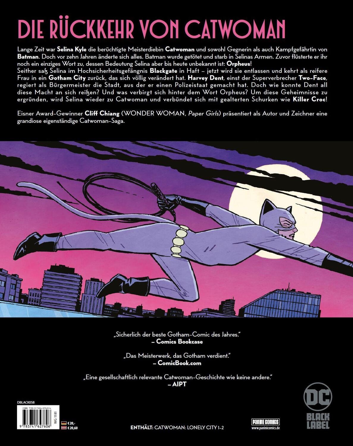 Rückseite: 9783741627606 | Catwoman: Lonely City | Bd. 1 (von 2) | Cliff Chiang | Buch | 108 S.