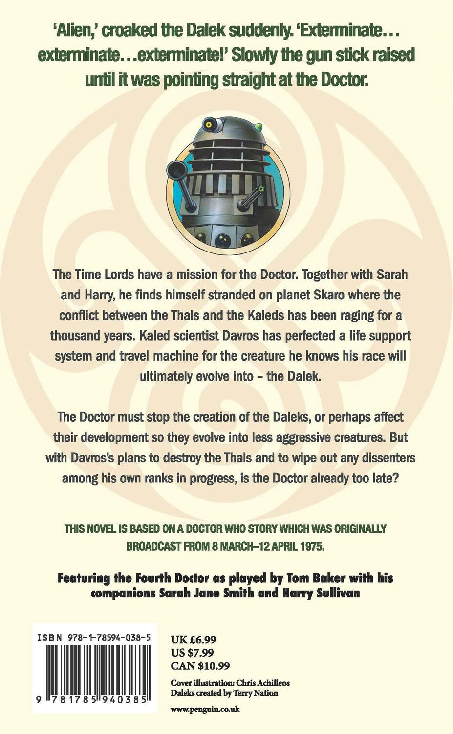 Rückseite: 9781785940385 | Doctor Who and the Genesis of the Daleks | Terrance Dicks | Buch