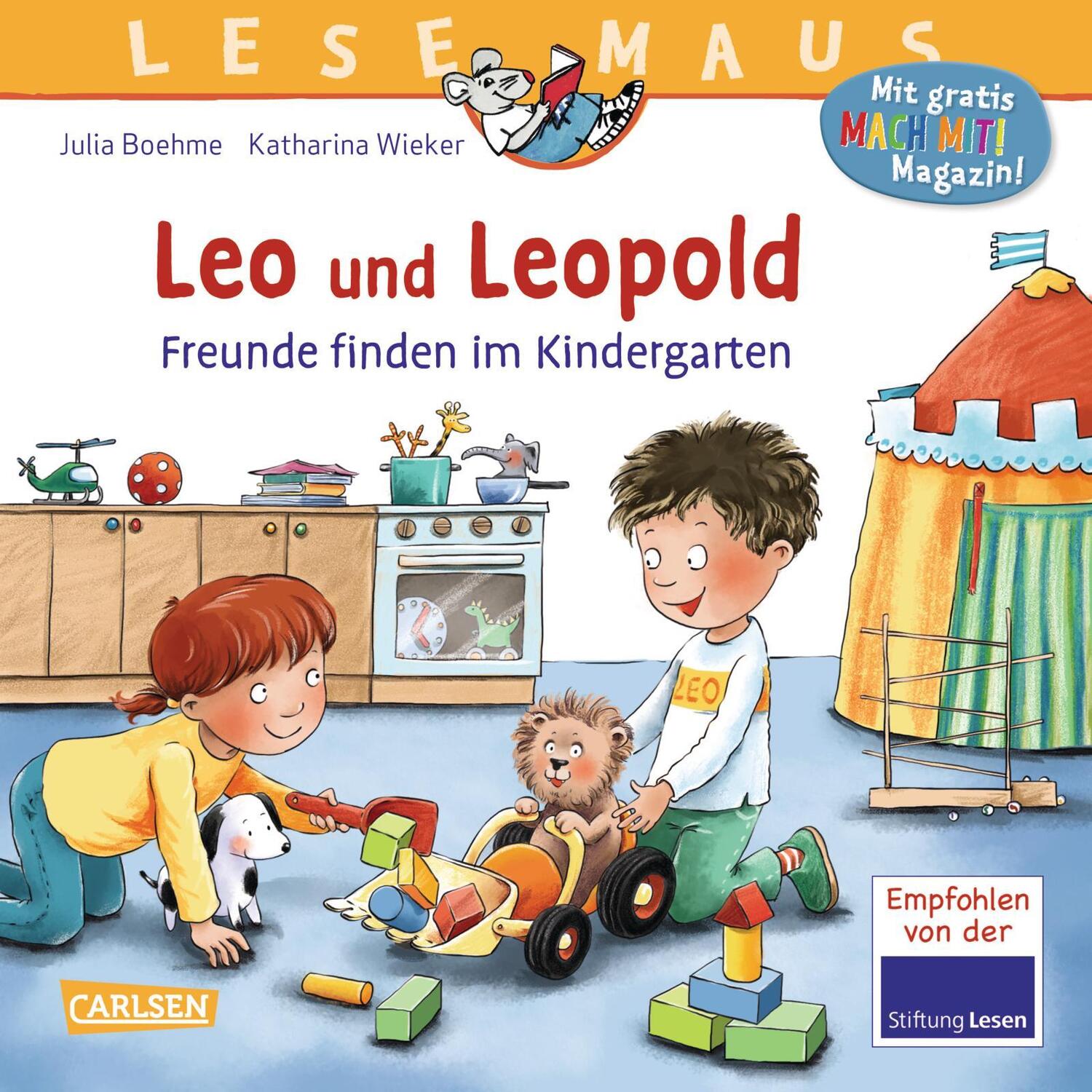 Cover: 9783551080943 | LESEMAUS 194: Leo und Leopold - Freunde finden im Kindergarten | Buch