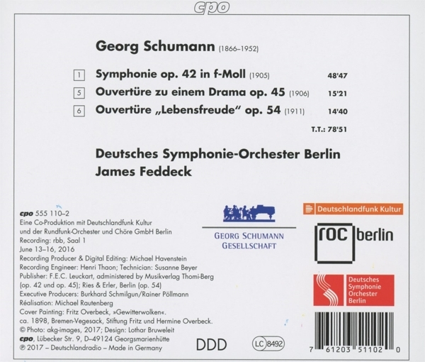 Cover: 761203511020 | Sinfonie op.42/Ouvertüren | Georg Schumann | Audio-CD | CD | 2017