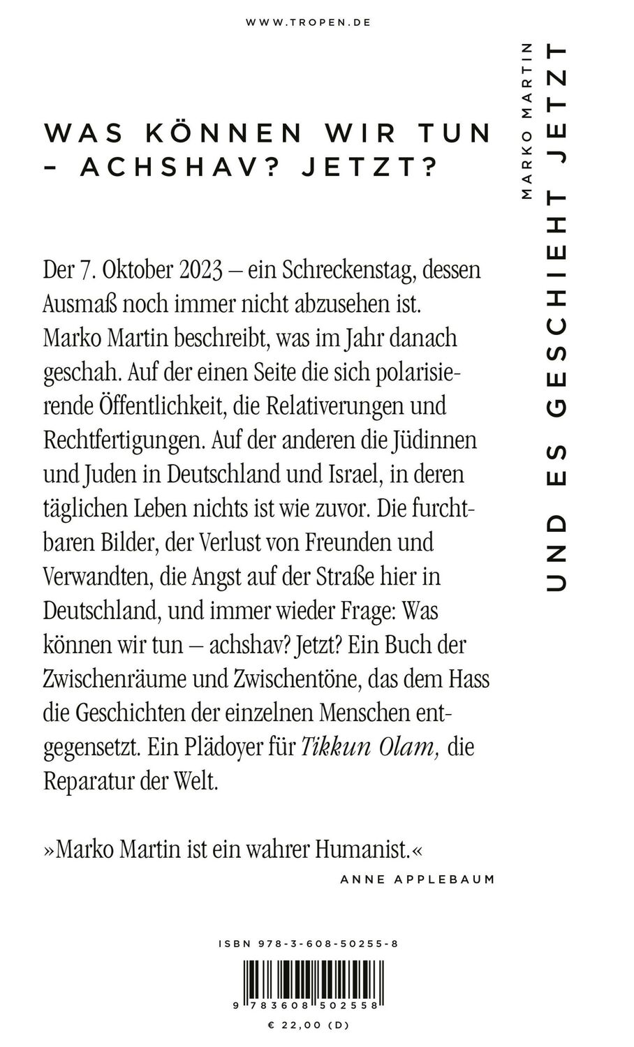 Rückseite: 9783608502558 | Und es geschieht jetzt | Jüdisches Leben nach dem 7. Oktober | Martin