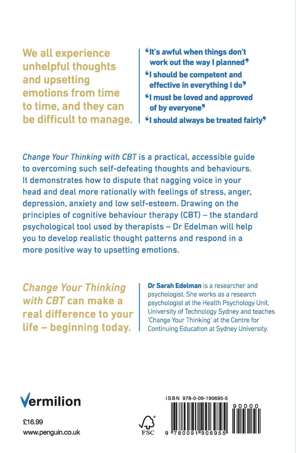Rückseite: 9780091906955 | Change Your Thinking with CBT | Dr Sarah Edelman | Taschenbuch | 2006