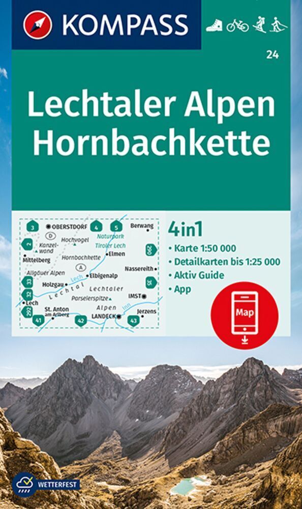 Cover: 9783991212669 | KOMPASS Wanderkarte 24 Lechtaler Alpen, Hornbachkette 1:50.000 | 2021