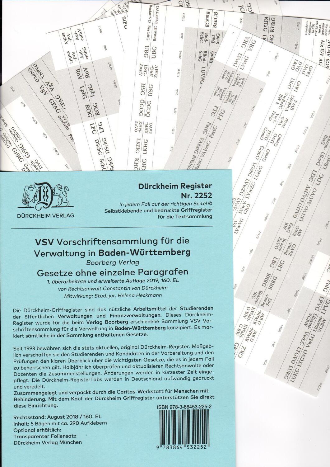 Cover: 9783864532252 | DürckheimRegister® VSV BADEN-WÜRTTEMBERG (2021), BOORBERG Verlag