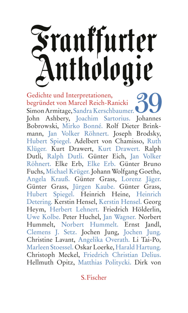 Cover: 9783100025111 | Frankfurter Anthologie. Bd.39 | Gedichte und Interpretationen | Buch
