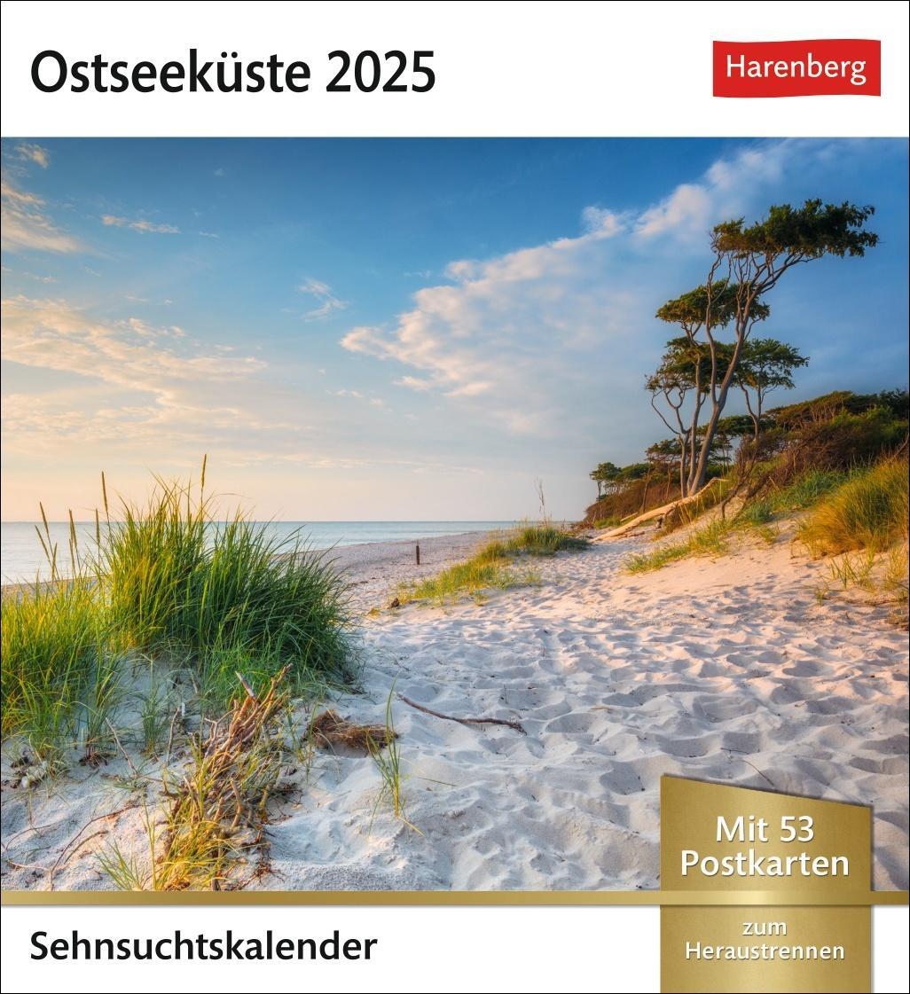 Cover: 9783840033810 | Ostseeküste Sehnsuchtskalender 2025 - Wochenkalender mit 53 Postkarten