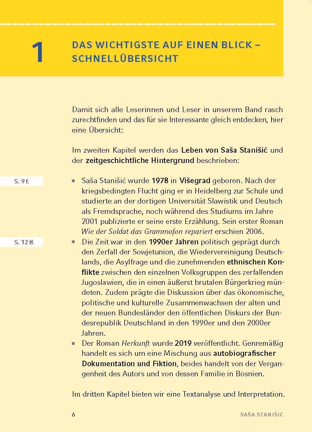 Bild: 9783804420656 | Herkunft - Textanalyse und Interpretation | Sasa Stanisic | Buch