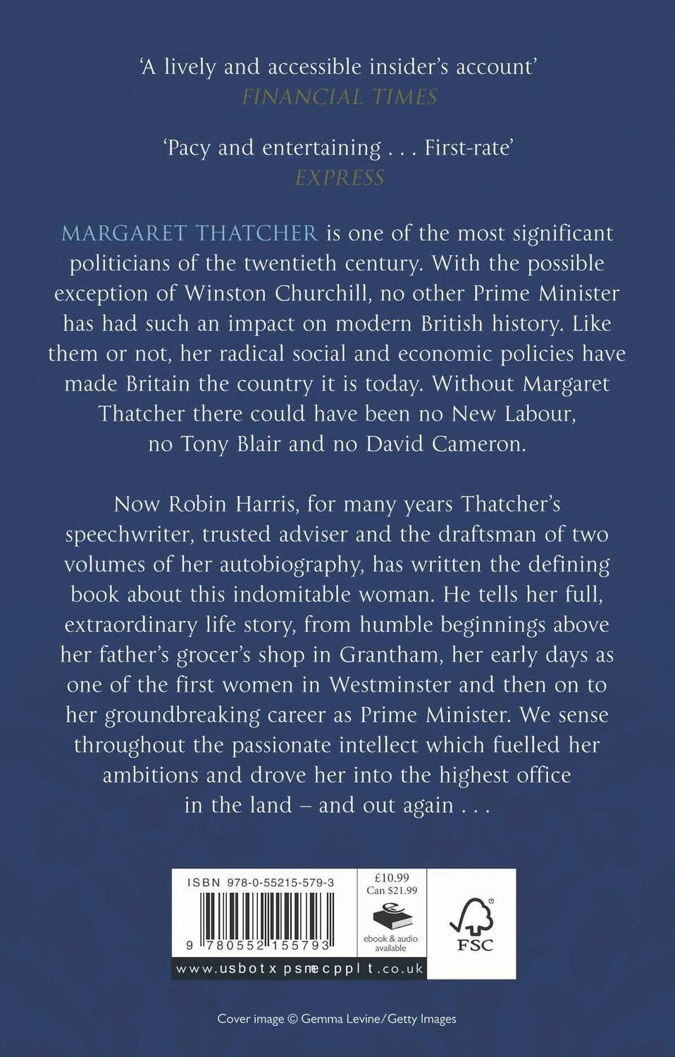 Rückseite: 9780552155793 | Not for Turning | The Complete Life of Margaret Thatcher | Harris