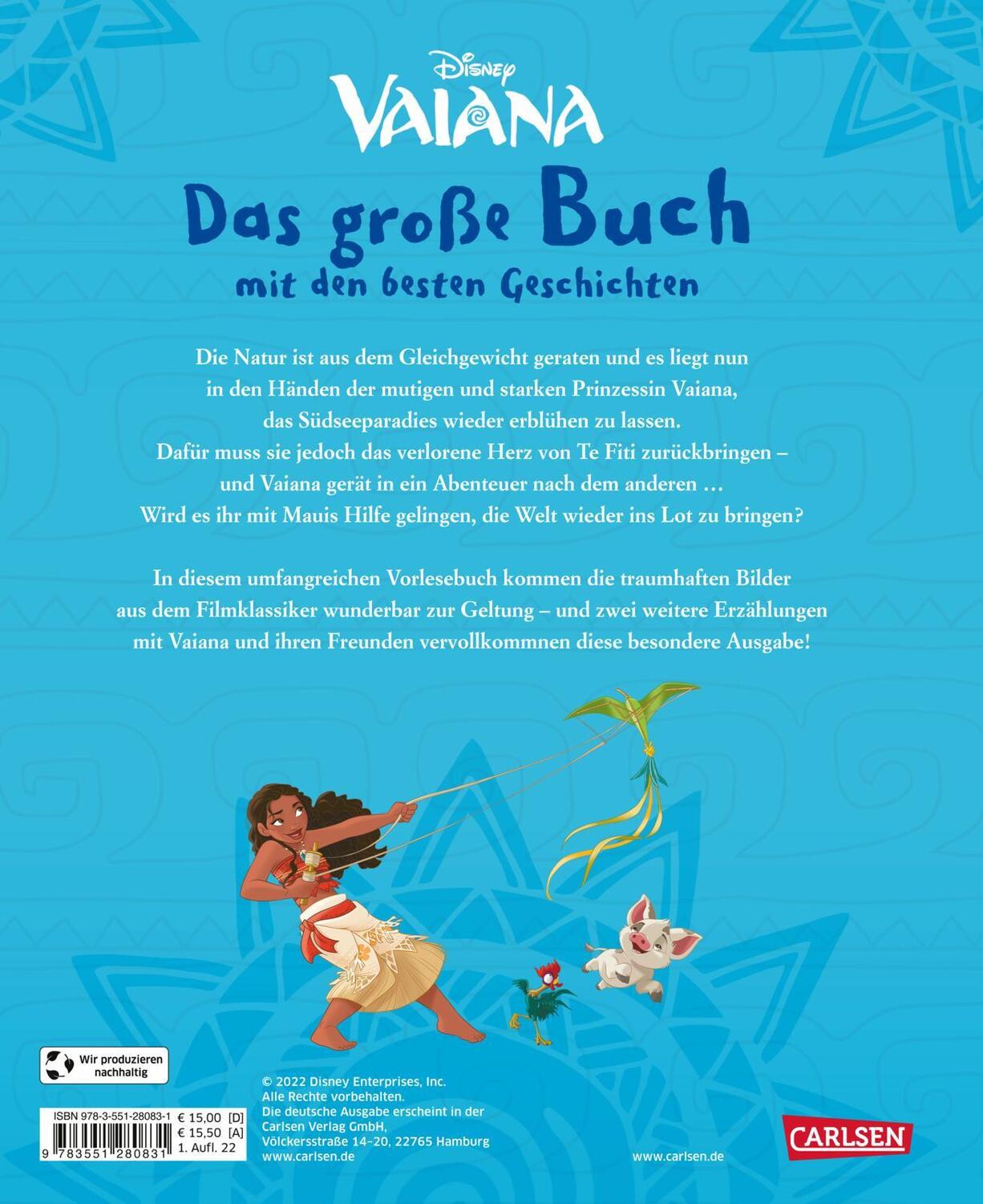 Rückseite: 9783551280831 | Disney: Vaiana - Das große Buch mit den besten Geschichten | Disney