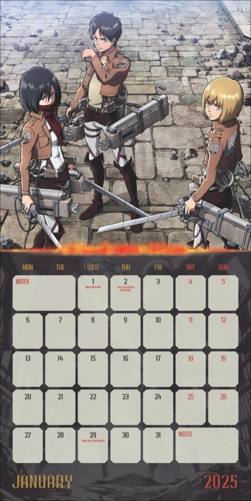 Bild: 9783840196942 | Attack on Titan Broschurkalender 2025 | Kalender | 28 S. | Englisch