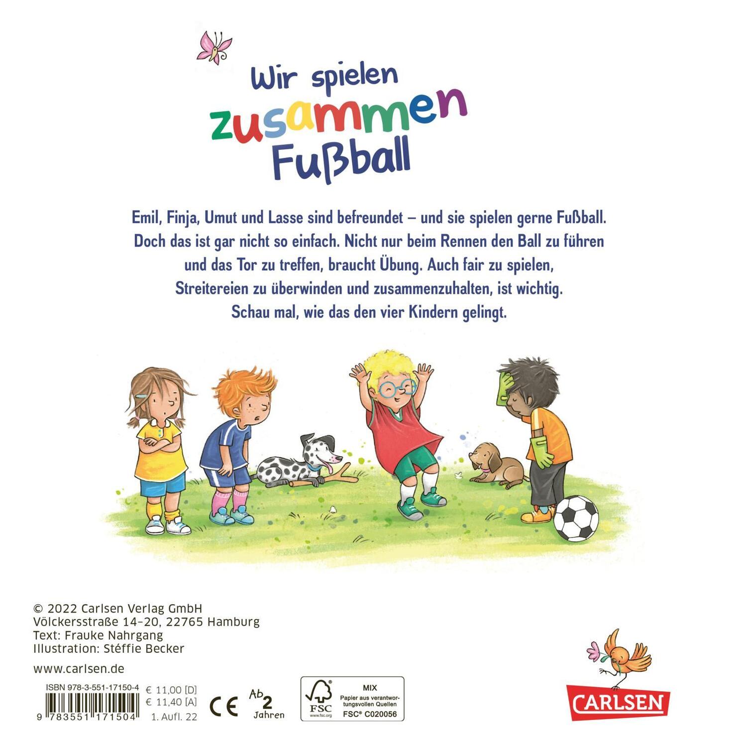 Rückseite: 9783551171504 | Wir spielen zusammen Fußball | Frauke Nahrgang | Buch | 22 S. | 2022