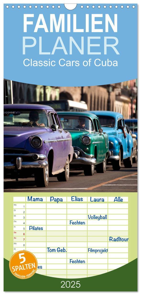 Cover: 9783457110966 | Familienplaner 2025 - Classic Cars of Cuba mit 5 Spalten...