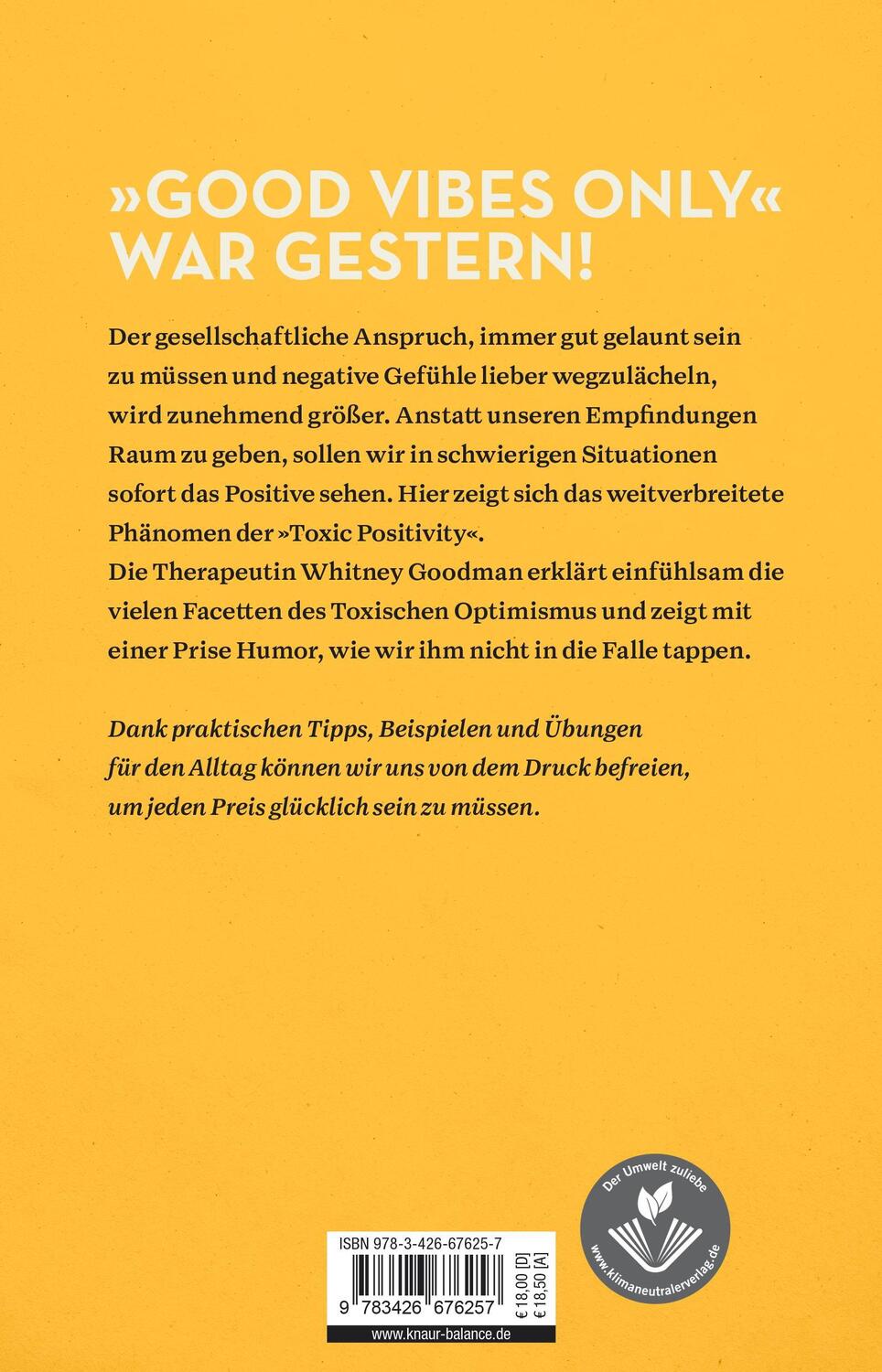 Rückseite: 9783426676257 | Toxic Positivity | Whitney Goodman | Taschenbuch | 316 S. | Deutsch