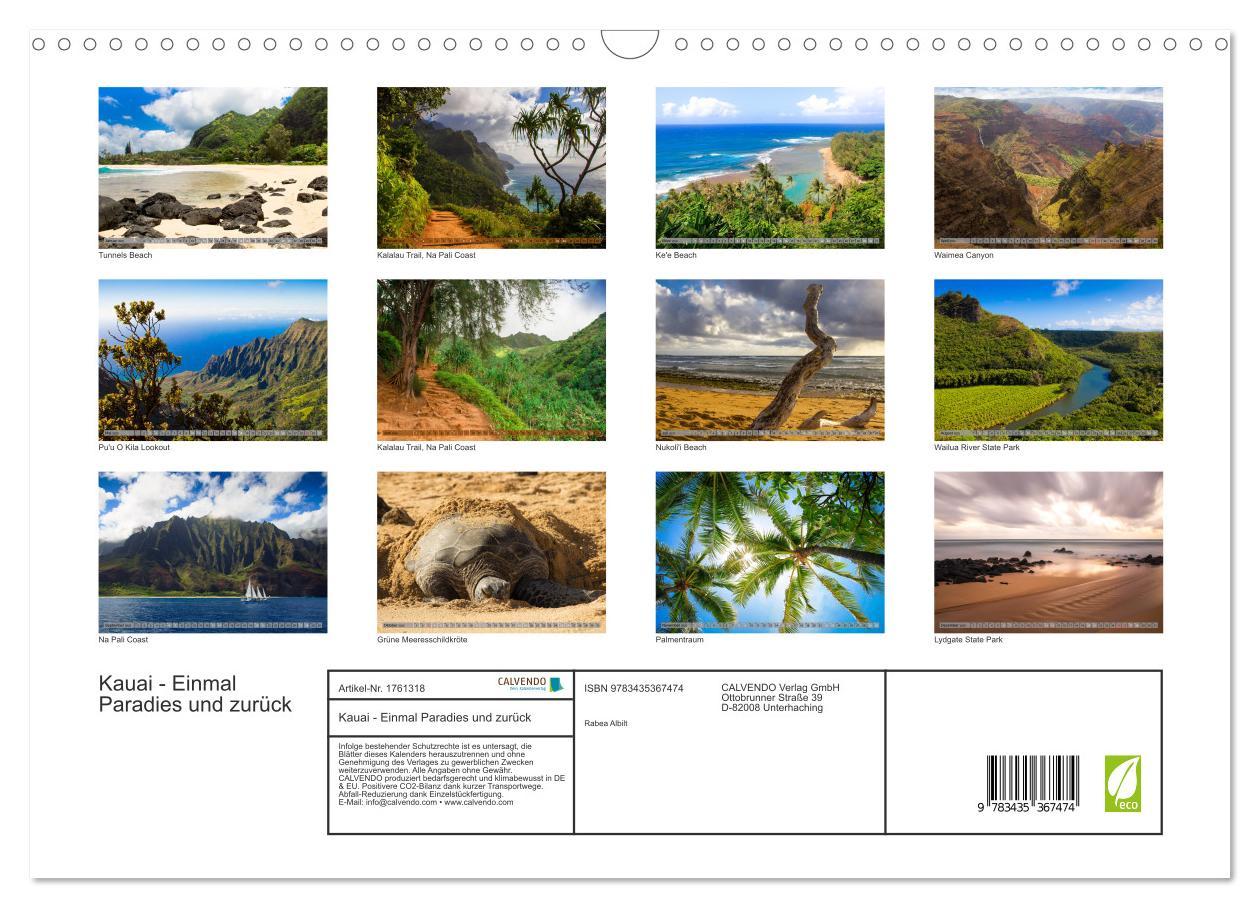 Bild: 9783435367474 | Kauai - Einmal Paradies und zurück (Wandkalender 2025 DIN A3 quer),...