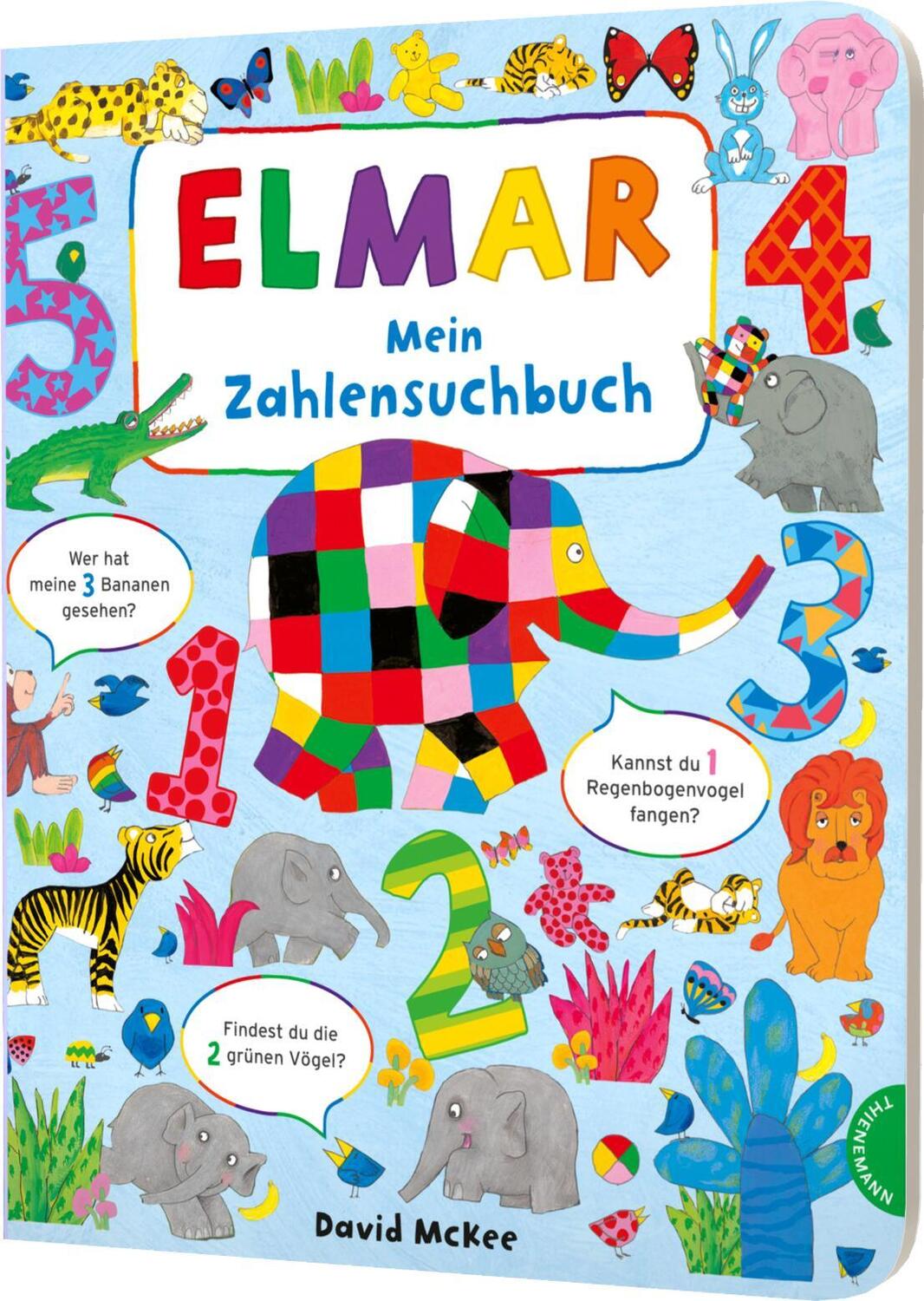 Cover: 9783522460361 | Elmar: Mein Zahlensuchbuch | Zählen lernen mit dem bunten Elefanten