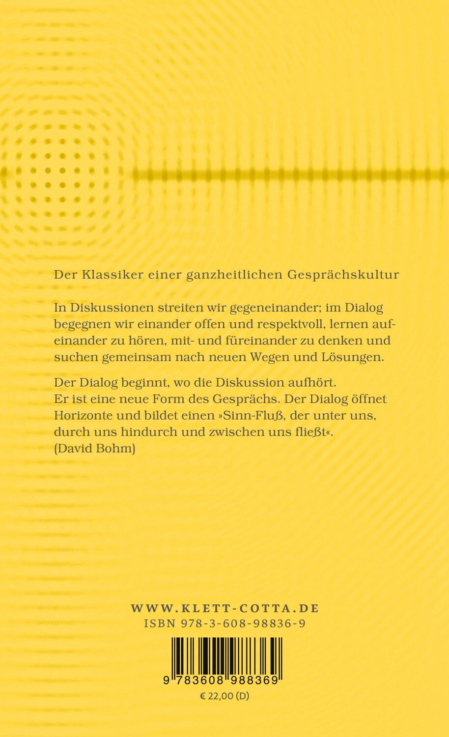 Rückseite: 9783608988369 | Der Dialog | David Bohm | Taschenbuch | 176 S. | Deutsch | 2024