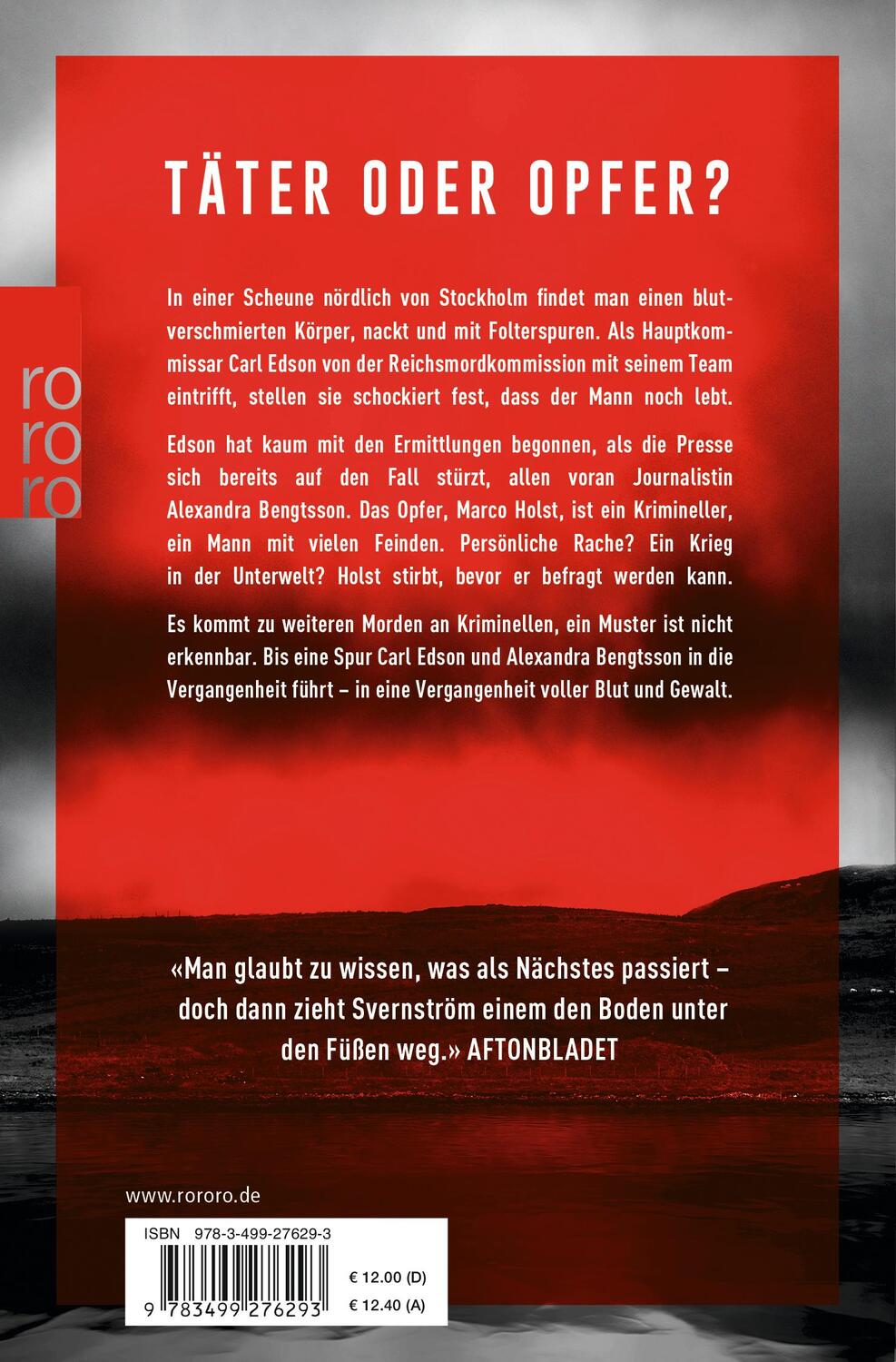 Rückseite: 9783499276293 | Opfer | Thriller | Bo Svernström | Taschenbuch | Kommissar Carl Edson