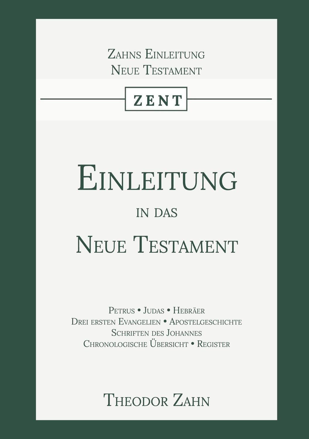 Cover: 9789057195587 | Einleitung in das Neue Testament | Zweiter Band | Theodor Zahn | Buch