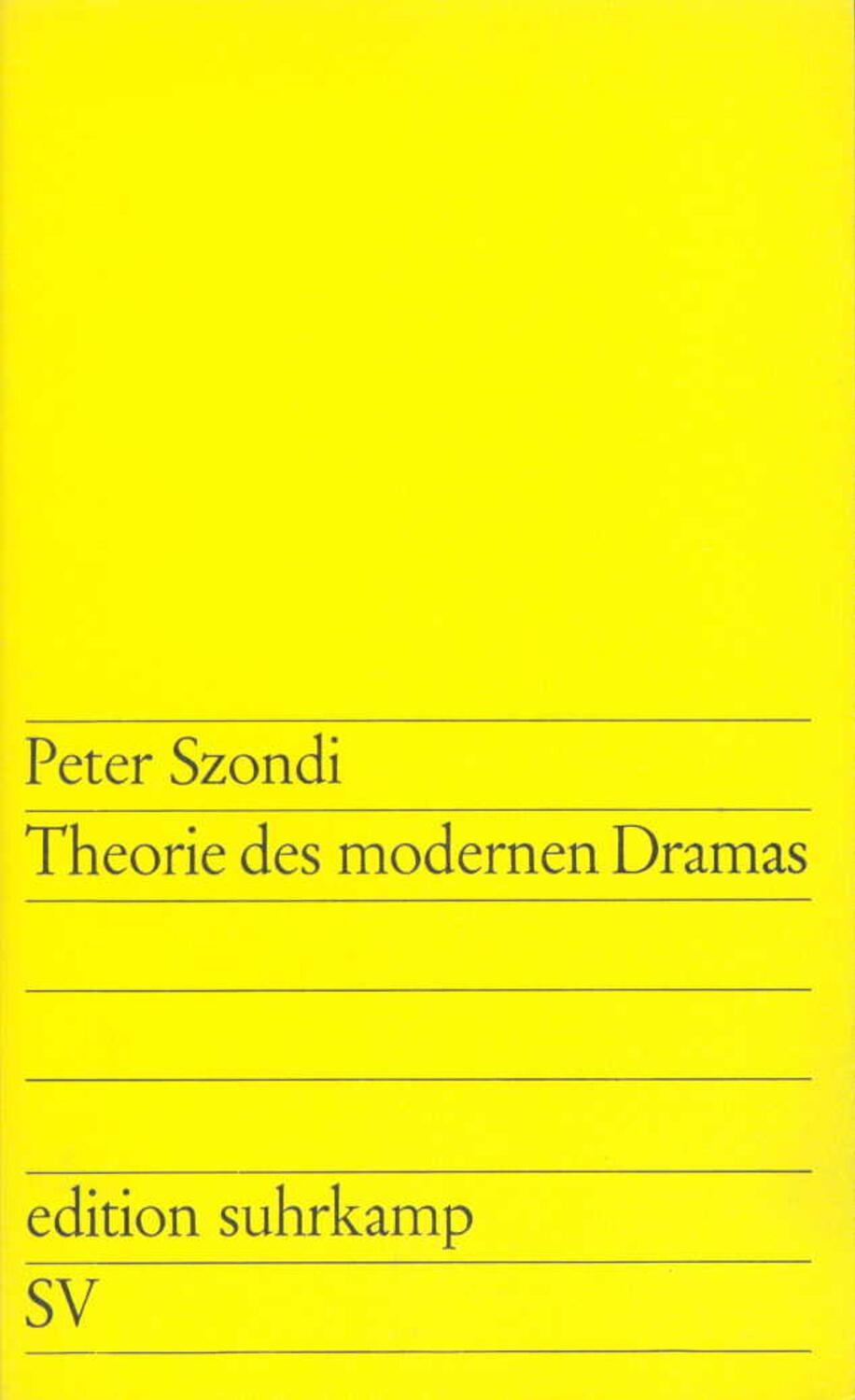 Cover: 9783518100271 | Theorie des modernen Dramas | Peter Szondi | Taschenbuch | Deutsch