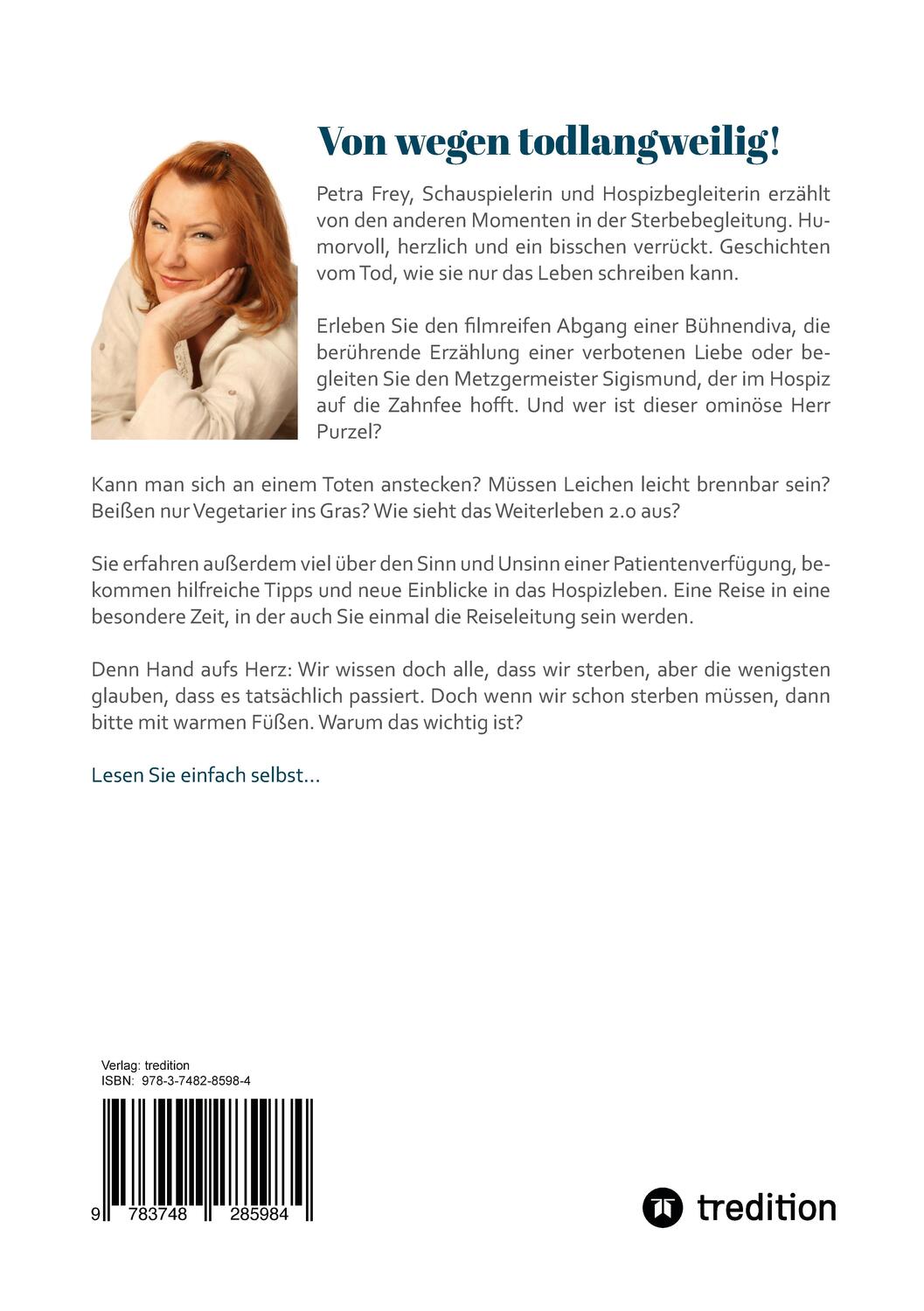 Rückseite: 9783748285984 | SterbeMund | Petra Frey | Taschenbuch | Paperback | 136 S. | Deutsch