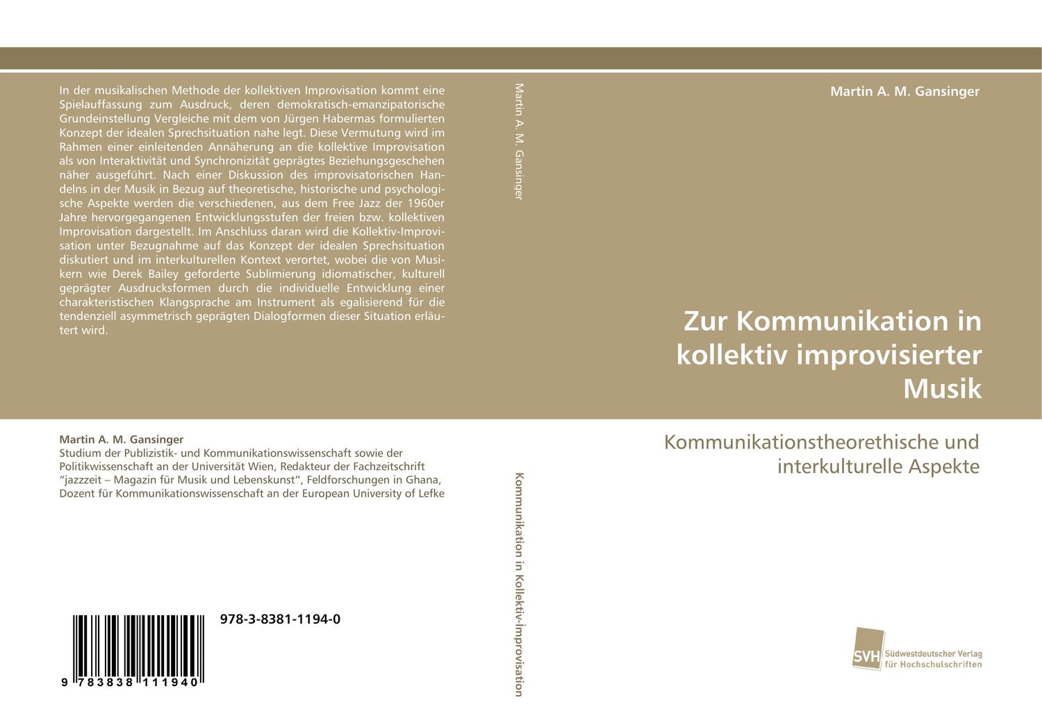 Cover: 9783838111940 | Zur Kommunikation in kollektiv improvisierter Musik | Gansinger | Buch