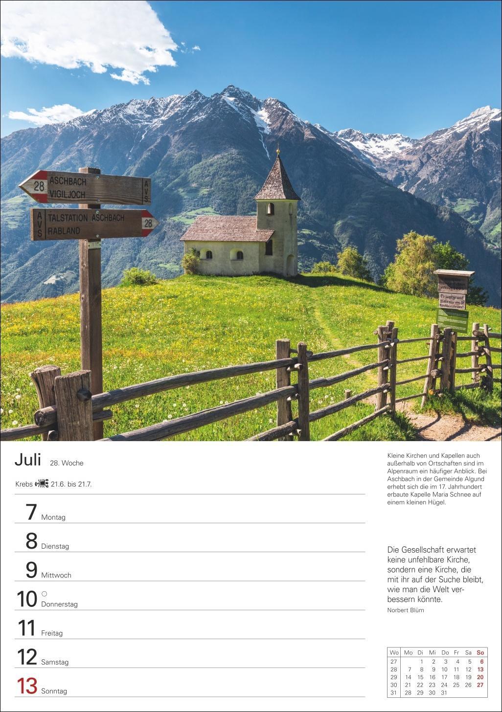 Bild: 9783840034558 | Südtirol Wochenplaner 2025 - 53 Blatt mit Zitaten und Wochenchronik