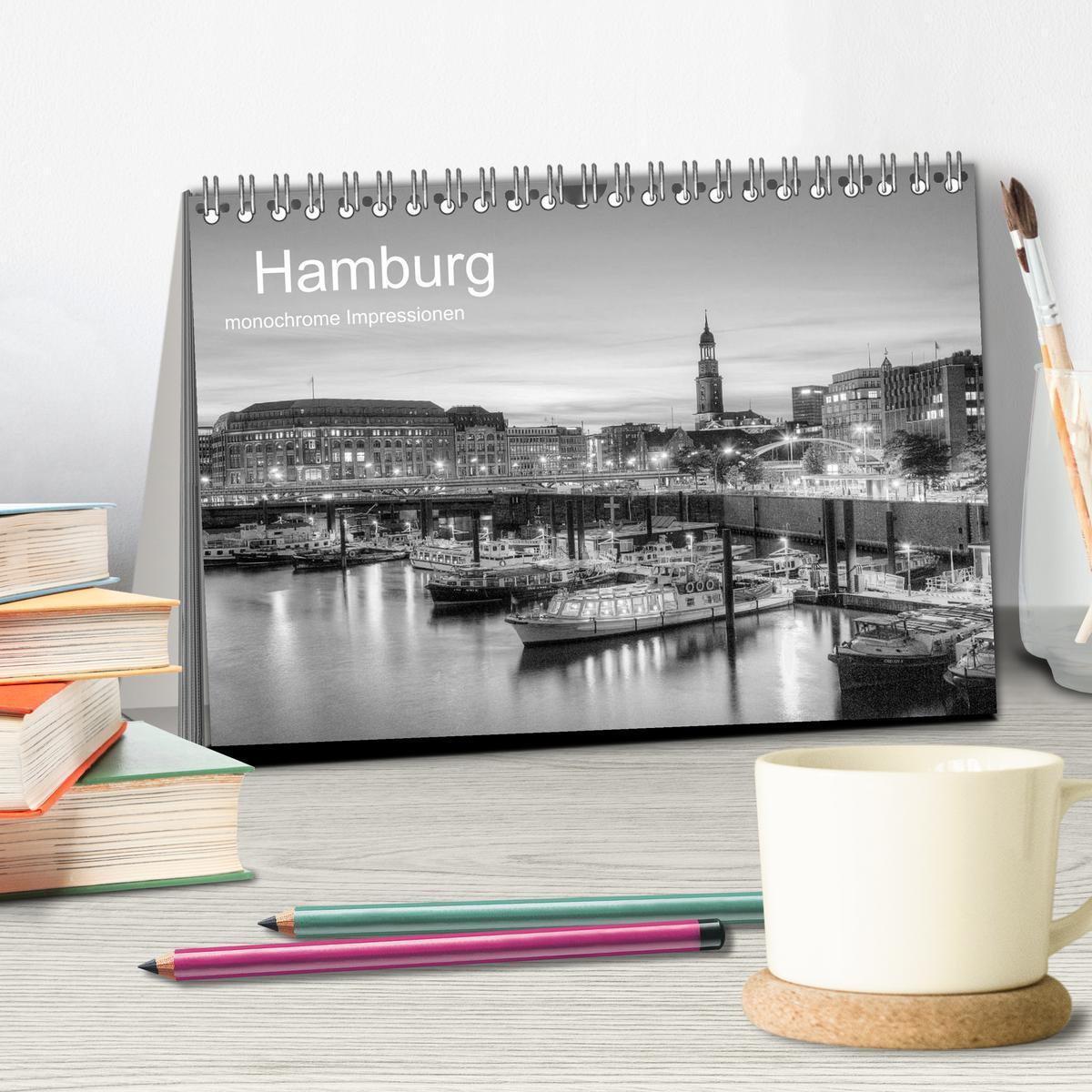 Bild: 9783435718207 | Hamburg monochrome Impressionen (Tischkalender 2025 DIN A5 quer),...